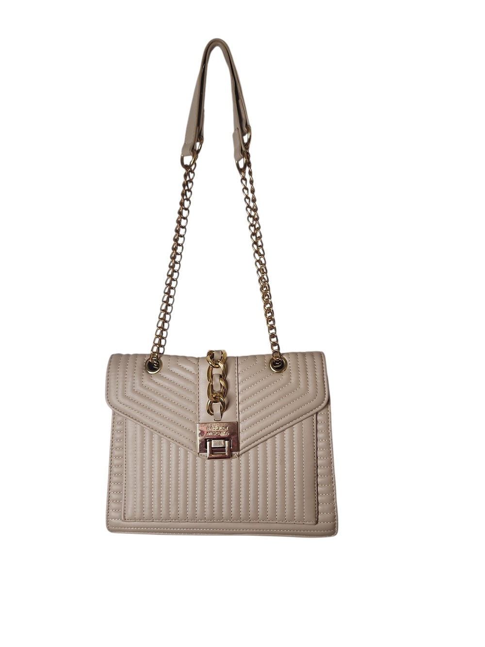 Badgley Mischka Vegan Leather Quilting Crossbody Purse-Off White Model# BM-4189